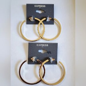 NWT Express Gold Hoop Earrings Colorful stones around hoops (price per item)